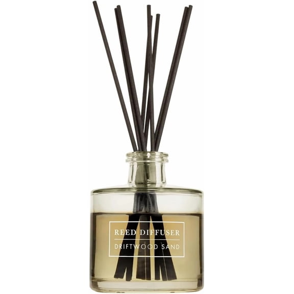 Bellevue Reed Diffuser, 6 fl oz Glass Filled Diffuser, Highly Concentrated Fragrances with Essential Oils, Home Fragrance, Scent:Driftwood Sand