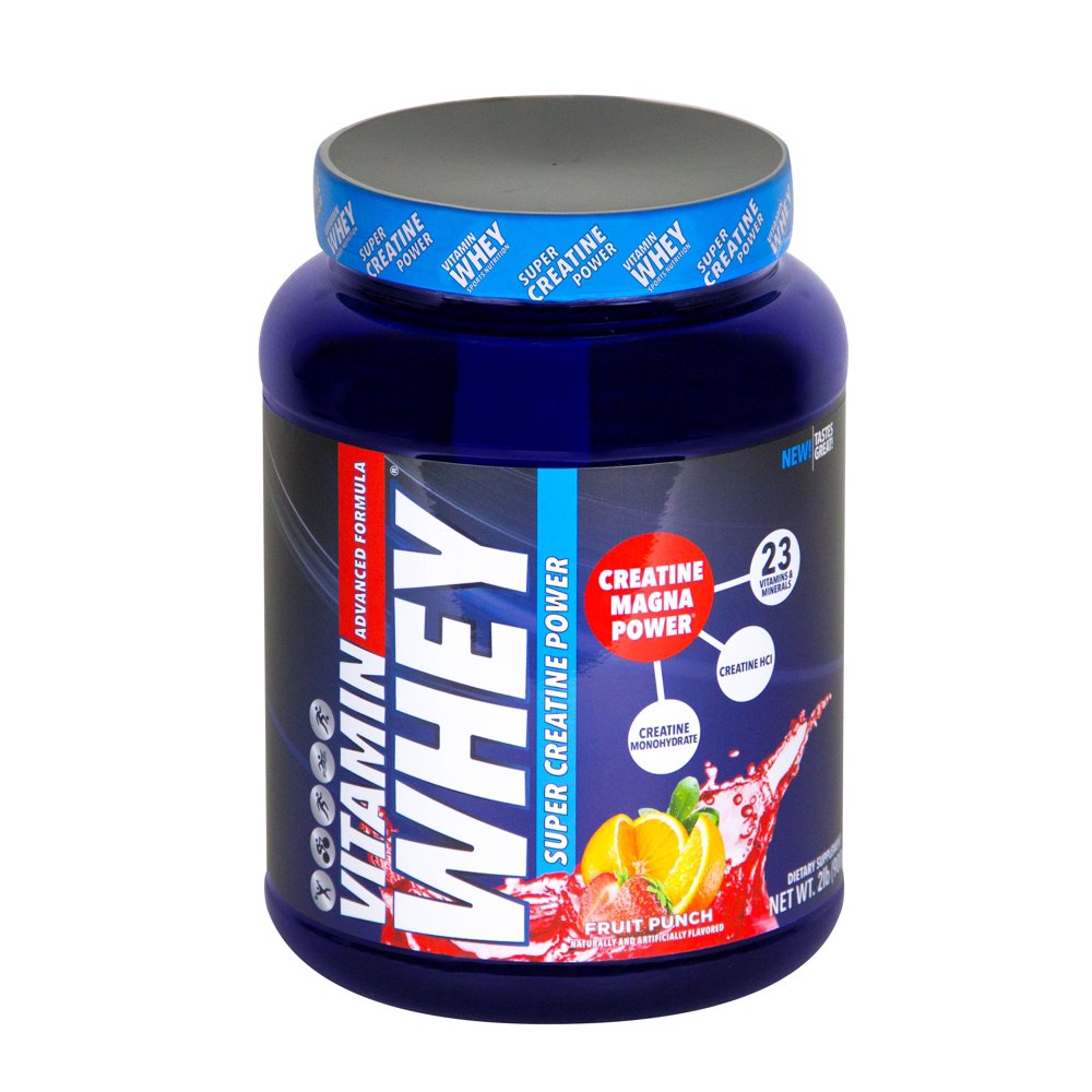 Vitamin Whey Creatine Powder, Fruit Punch, 2 Lb