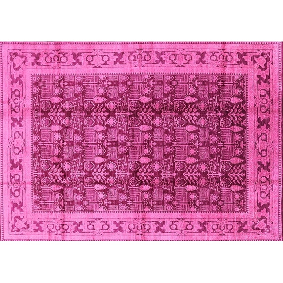 Ahgly Company Indoor Rectangle Oriental Pink Traditional Area Rugs, 8' x 12'
