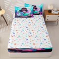 thumbnail image 4 of Homewish Girls Mermaid Zipper Twin Comforter Sets with Fitted Sheet and 2 Pillowcases,Sea Ocean Princess Zipper Bedding Set,Colorful Stars Reversible,4-Piece, 4 of 7