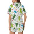thumbnail image 4 of HPINK-T Women Pajamas Sets Short Sleeve Sleepwear, Soft Satin Button Down Lounge Wear Set 2 Piece Pjs Shorts Set XS-2XL, 4 of 12
