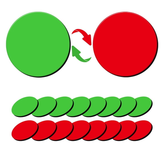Flip over magnets, 25 pcs 1 inch double sided magnetic dots, red green indicator magnets for whiteboard, fridge, office, , red green colors