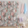 thumbnail image 2 of Shower Curtain Watercolor Camellia Shower Curtains for Bathroom Decor, Waterproof Polyester Shower Curtain Set with Hooks, Small Stall Size 36" x 72" Spring Vintage Floral, 2 of 9
