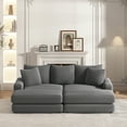 thumbnail image 2 of 3 Corduroy Couch With 3 Back Pillows, 2 Toss Pillows & Ottomans - Comfy Living Room And 86.6 Inch For Family, 2 of 6