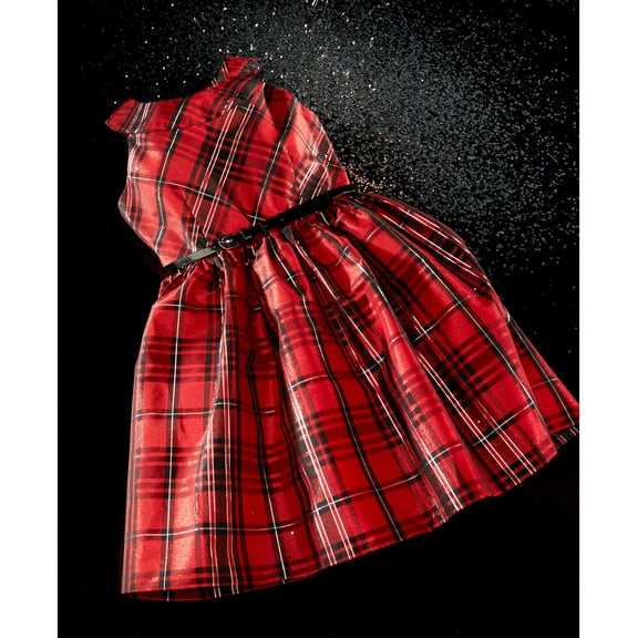 Bonnie Jean Big Girls Metallic Plaid Dress Red 7
