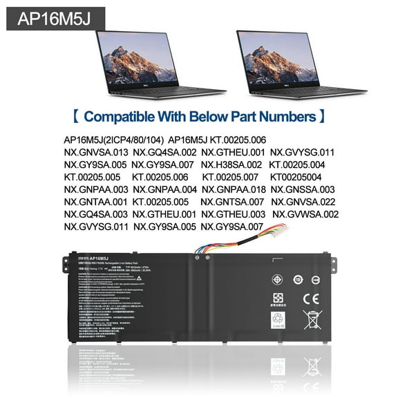 Battery For Acer AP16M5J(2ICP4/80/104) Battery Aspire 3 A314-31 A315-21 A315-51