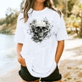 thumbnail image 2 of Sexlip Womens Swimsuit Set Spiked Skull Print Cover Up Design Crew Neck Short Sleeve Relaxed Silhouette Breathable Fabric for Pool Parties White S, 2 of 4