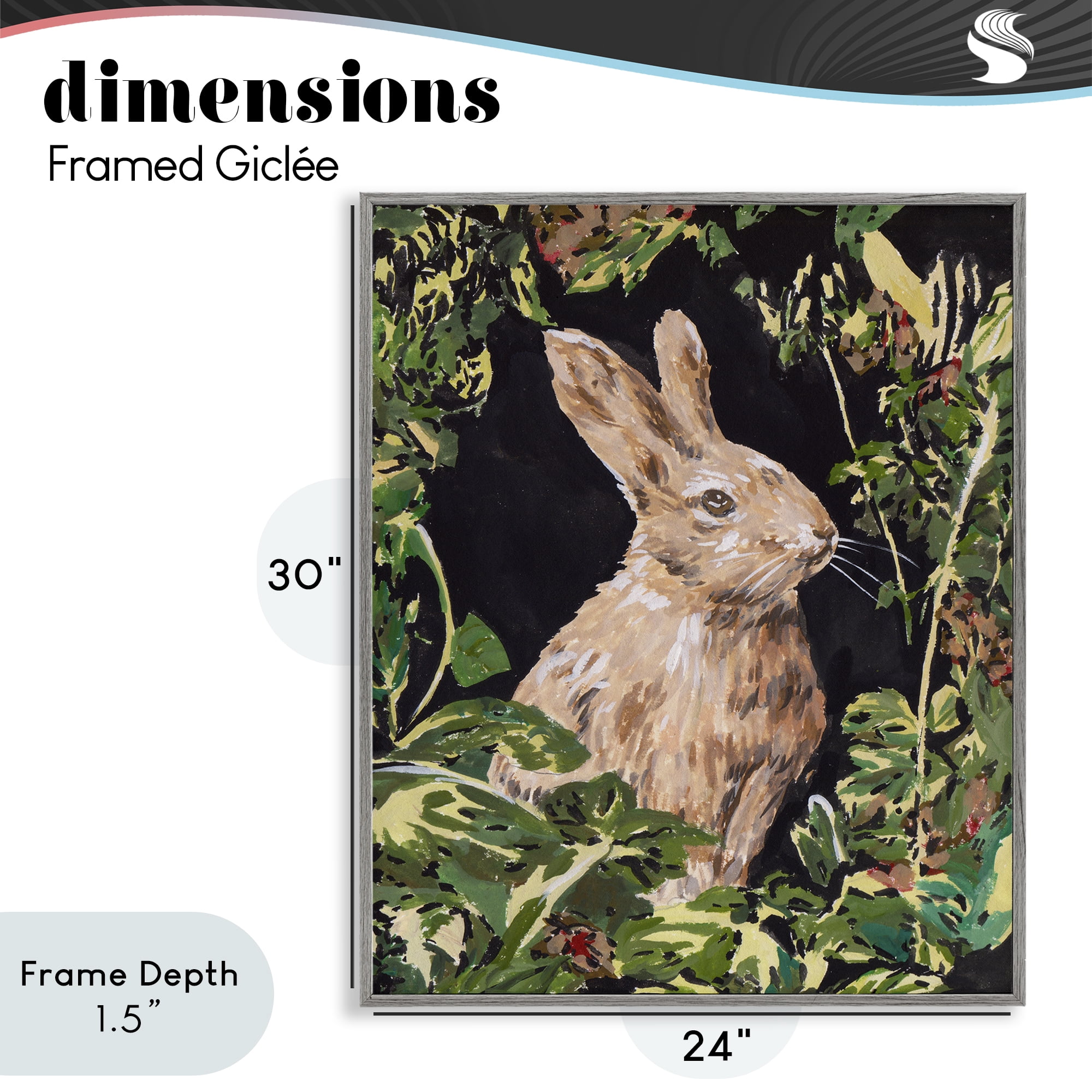 Stupell Industries Wreathed Botanicals Rabbit Gray Framed Giclee Art, design by Melissa Wang