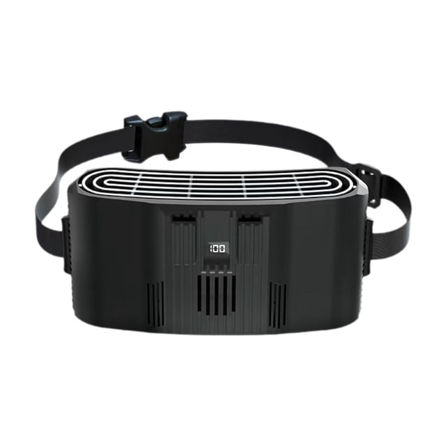 Ventilador de cintura multifuncional con pantalla digital LED, dispositivo portátil de refrigeración para verano. Semiconductor negro
