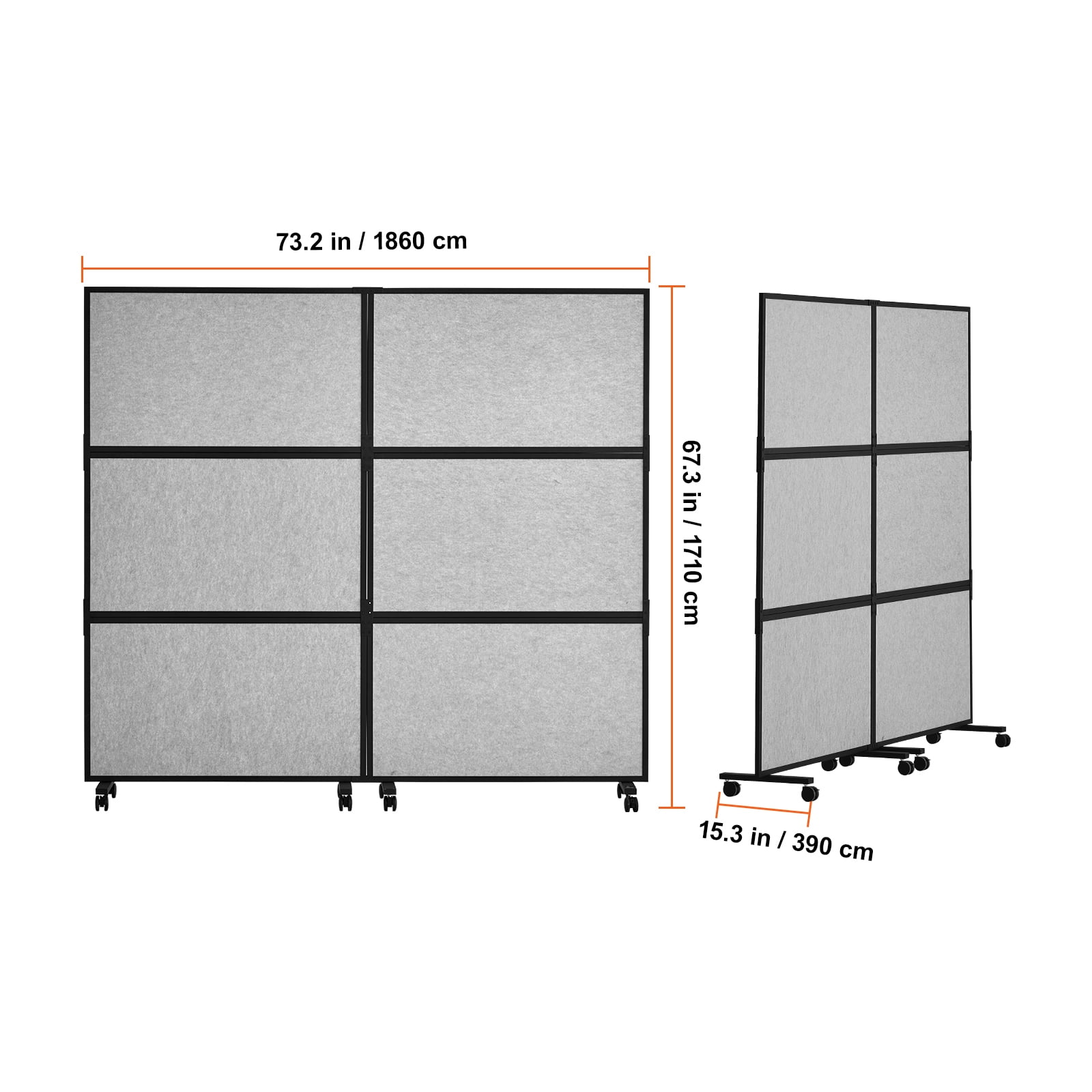 VEVOR Office Divider, 2 Panel Office Partition, Freestanding Office Divider Wall Partition & Privacy Divider Reduce Noise and Room Separation, Light Grey