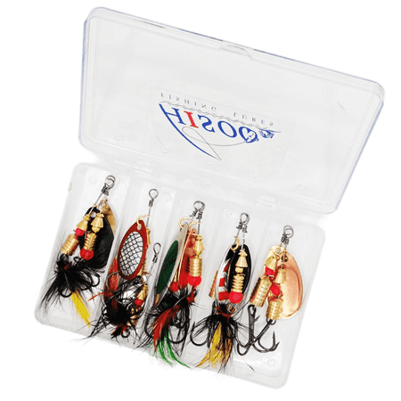 10pcs Fishing Lure Spinnerbait Bass Trout Salmon Hard Metal Spinner Baits Kit with Tackle Boxes