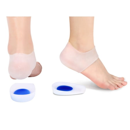 Super Soft Gel Heel Cups Inserts and Compression Heel Sleeves Socks Heel Protectors Kit for Plantar Fasciitis Spurs Pads Cracked Heels Achilles Tendonitis M