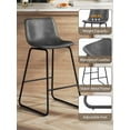 thumbnail image 5 of Bar Stools Set of 2, 26 Inches Counter Height Bar Stools with Back, Modern Faux Leather Barstools with Metal Legs and Footrest, Bar Chairs for Kitchens Island (Gray), 5 of 7