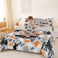 thumbnail image 4 of Catabedysis Camo Camping 7-Piece Twin Bedding,Wildlife Camper Pattern Bedding Comforter Set For Boys,Orange Grey,Light Gray Reversible, 4 of 7