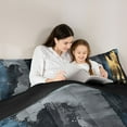 thumbnail image 5 of jejeloiu Vintage Fluid Ink Full Size Comforter Sets,Blue Gray Gold Bedding Sets For Men Women Reversible 3pcs, 5 of 8