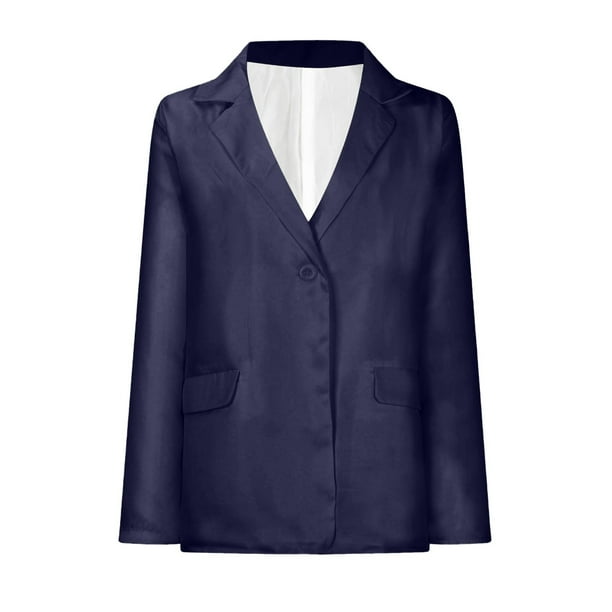 Women's Lapel Pockets Blazer Suit Long Sleeve Work Office Jacket