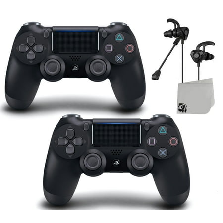 PS4 Wireless Black Blue DualShock 2 Controller Bundle - Like New With Earbuds BOLT AXTION