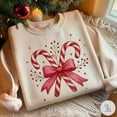 thumbnail image 2 of Candy Cane Bow Embroidery Sweatshirt, Christmas Candy Embroidery Shirt, Holiday Ornament Machine Embroidery Shirt, Embroidery Tshirt, 2 of 5