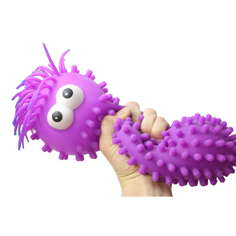 PURPLE) Giant Knobby Puffer Worm - Sensory Fidget and Stress Balls
