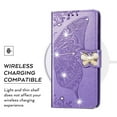 thumbnail image 2 of Samsung Galaxy Note 20 Wallet Case, Mantto Bling Butterfly Flower PU Leather Flip Phone Cover Credit Cards Slot Shockproof Protective Kickstand Case for Samsung Galaxy Note 20, Lightpurple, 2 of 9