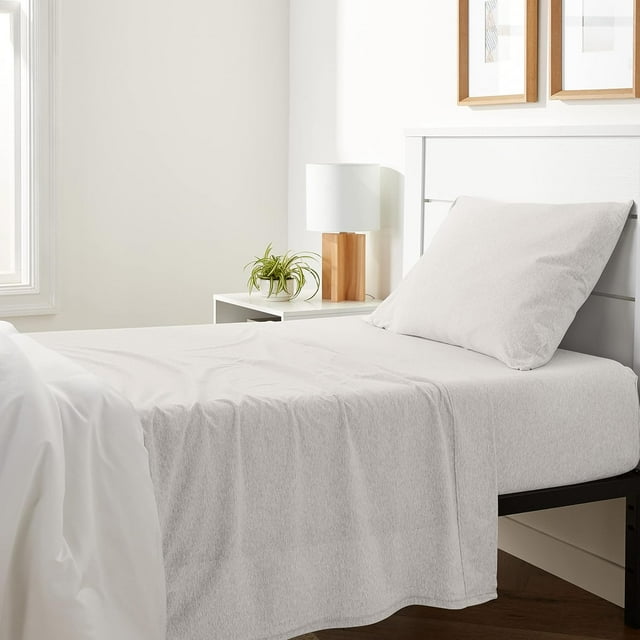 Cotton Jersey Piece Bed Sheet Set Queen Oatmeal Solid