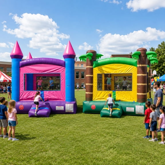 Pogo Crossover Inflatable Bounce House With Blower Kids Jumper Kids 2-Pack