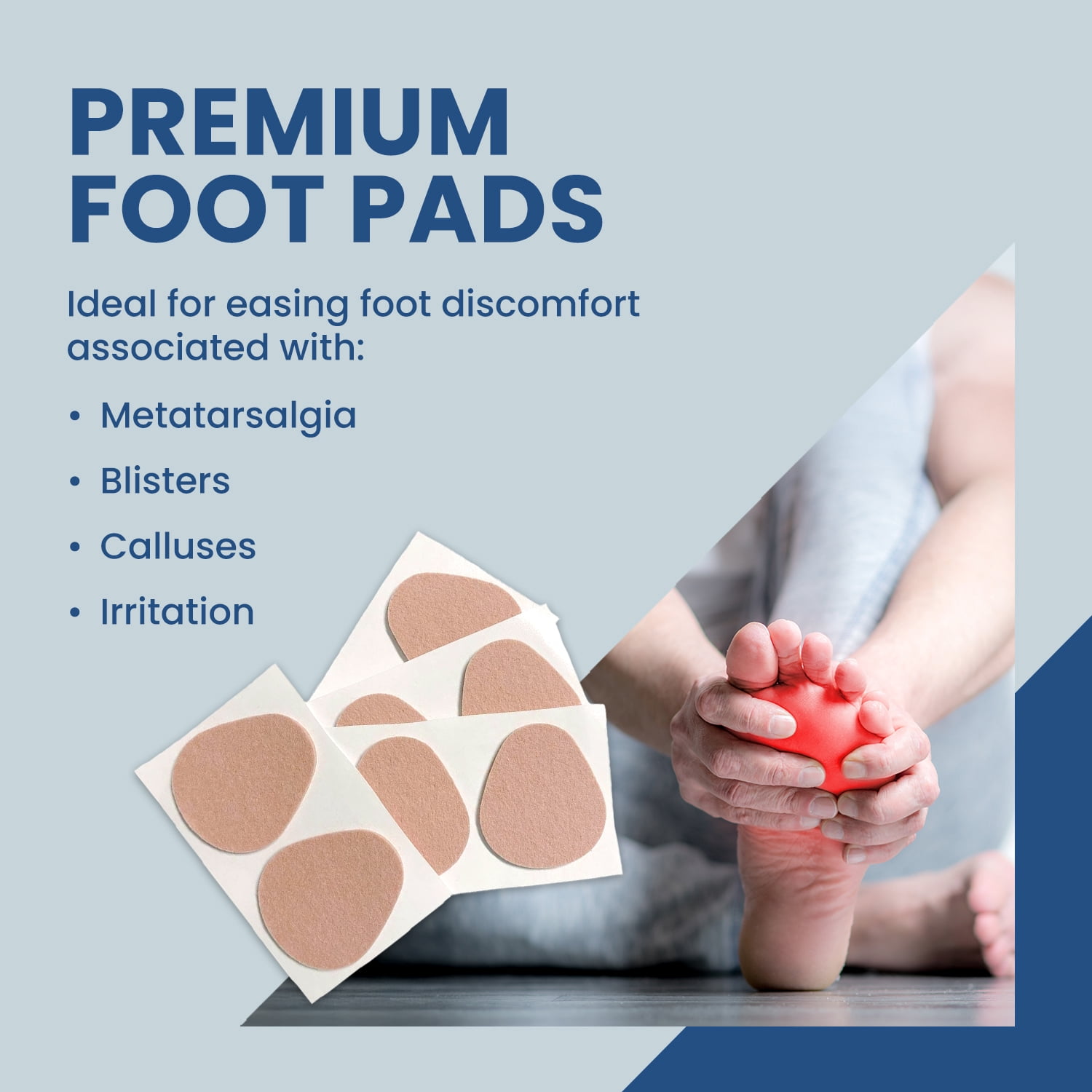 Aetna-Foot Products Adhesive Metatarsal Pads - Pack of 100 - Ball of Foot Cushions for Metatarsalgia, Blisters, Calluses - 2.75" W x 2.375" L - Medical Adhesive Felt Pads