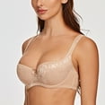 thumbnail image 3 of MELENECA Balconette Underwire Sexy Lace Bra for Women Beige 38E, 3 of 5