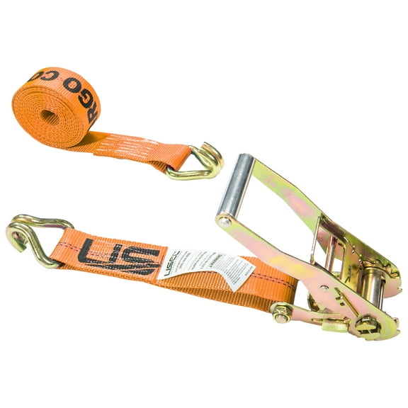 2" x 12' Orange Ratchet Strap w/ Double J Hook