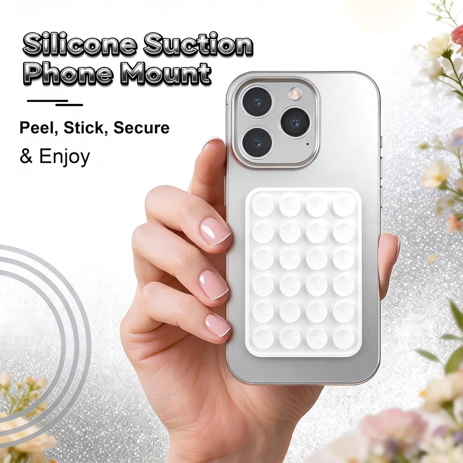 MKEUDQ-White OCTO BUDYY Silicone Suction Phone Case Mount, Silicon Adhesive Smartphones Stand Sticky, Hands-Free Phone Accessories Holder for Selfies and Videos Trending TikTok Items for iPhone