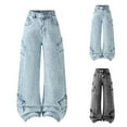 thumbnail image 7 of YMNXA Big Girls Boys Casual Denim Pants High Waist Star Appliques Wide Leg Loose Fashion Jeans For Daily Wear Blue 11-11.5 Years, 7 of 7