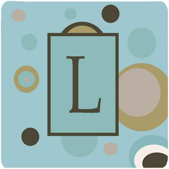 Monogram - Blue Dots Foam Coasters Initial Letter L, Set - 4