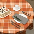 thumbnail image 5 of Fall/Autumn Orange Plaid Tablecloth Thanksgiving Round Tablecloth 60 Inch Orange Fall Table Cloth for Farmhouse Kitchen Decor Polyester Fabric Autumn Table Cover for Party Outdoor Camping, 5 of 6