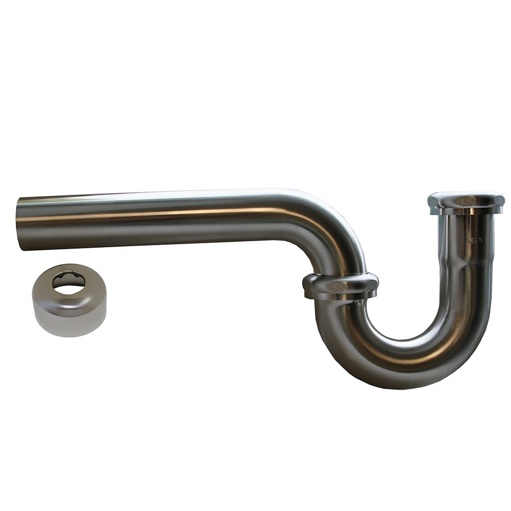 Brushed Nickel 11/4" OD Brass Tubular PTrap with Box Escutcheon