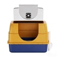 thumbnail image 3 of Flip-Top Hooded Cat Litter Box, Stainless Steel Metal Tray with Litter Scoop & Double-Layer Mat, Odor Control Splash-Proof Enclosed Pet Toilet with Plastic Bottom Basin, 3 of 6