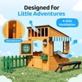 thumbnail image 6 of Ktaxon Outdoor Wooden Playhouse for Kids with Solar Lights, 61-Piece Pretend Kitchen Set, Golden Brown & Green, 6 of 8