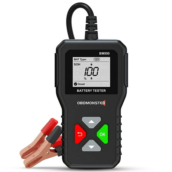BM550 6V 12V 24V Car Battery Tester, 100-2000 CCA Voltage Tester 2Ah-220Ah Internal Resistance Tester Accurate Digital Auto Battery Analyzer