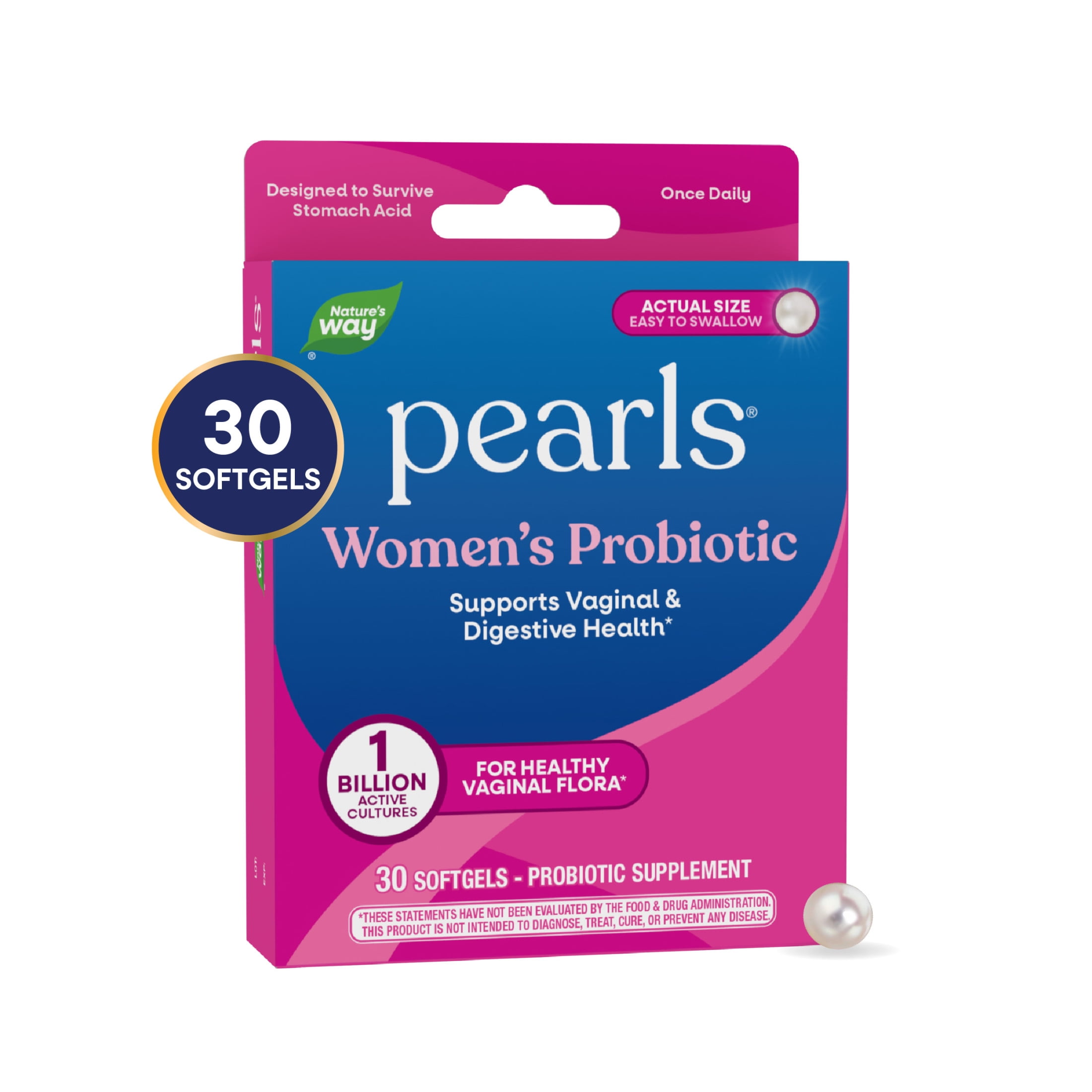 Nature's Way Pearls Women's Probiotic Softgels, Supports Women's & Digestive Health*, 30 Count