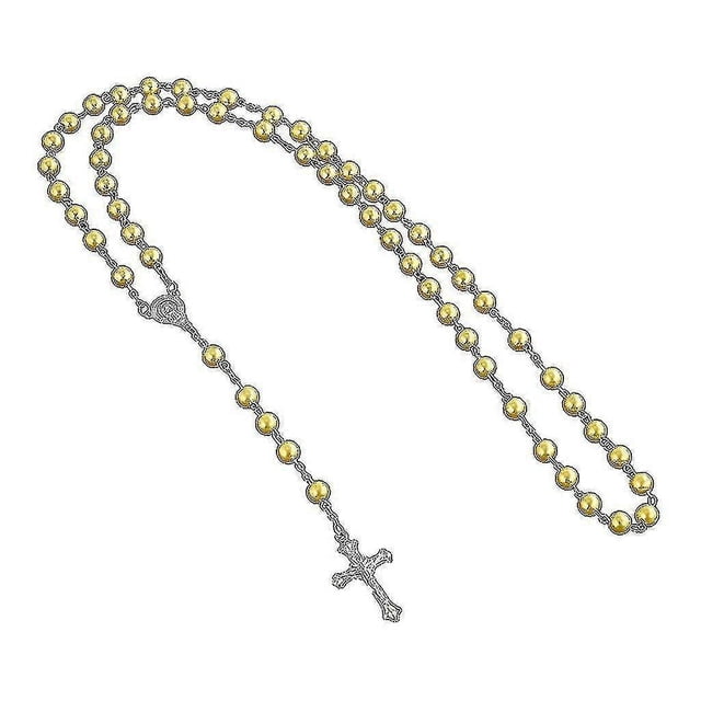 Catholic Imitation Pearl Beads Rosary Necklace Medal Cross Pendant Religious SXQ