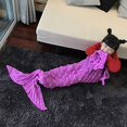 thumbnail image 5 of Manta de cola de sirena para usar, 140 x 70 cm, rosa oscuro, cálida manta para sofá cama para todas las estaciones, edredón para sala de estar, saco de dormir para niños, escamas de pescado, 5 of 5