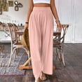 thumbnail image 4 of UTSJKR Women's Classic Solid Color Palazzo Pants Casual Comfy Loose Fit High Waist Wide Leg Pleated Trousers with Pockets Pink M, 4 of 8