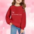 thumbnail image 2 of Staki Girls Valentine Shirt Kids Valentines Day Graphics Tees Long Sleeve Crew Neck Heart Graphics Casual Tee Holiday Matching Tops 1-6Y(Purple,5-6 Years), 2 of 4
