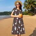 thumbnail image 4 of Haiem cartoon geese Pattern Women's Short-Sleeve Scoop Neck Swing Dress, 4 of 6