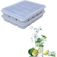 thumbnail image 1 of Set de 2 Bandejas de Hielo de Silicona Flexible con Tapa para Liberación Fácil y Almacenamiento Apilable sin BPA para Whisky y Comida de Bebé en Color Gris Nieve, 1 of 5