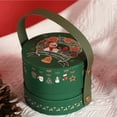 thumbnail image 6 of Hand-held Round Gift Box Christmas Storage Container for Treats Decorations Cute Design for Holiday Celebrations Xmas Party Supplies (Green), 6 of 6