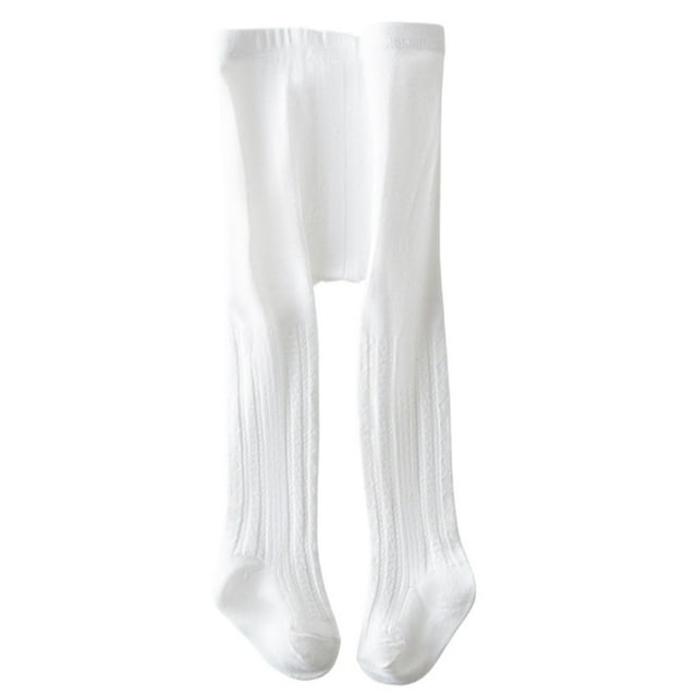 Bwiyojiz Tailles de Mode S-M Collants en Coton pour Enfants, Bas à Nœud Peigné, Blanc