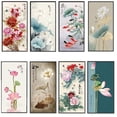 thumbnail image 2 of Póster con estampado de peonía de ciruela y loto con letras, elegante pintura china en lienzo, arte de pared de plantas, cuadros decorativos para el hogar, 2 of 5