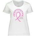thumbnail image 3 of Inktastic Breast Cancer Awareness Rainbow Ribbon with Hearts Women's Plus Size T-Shirt, 3 of 5