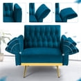thumbnail image 6 of ACMEASE Velvet Accent Chair with Adjustable Armrests and Backrest,Single Recliner Armchair with Ottoman, Teal, 6 of 7