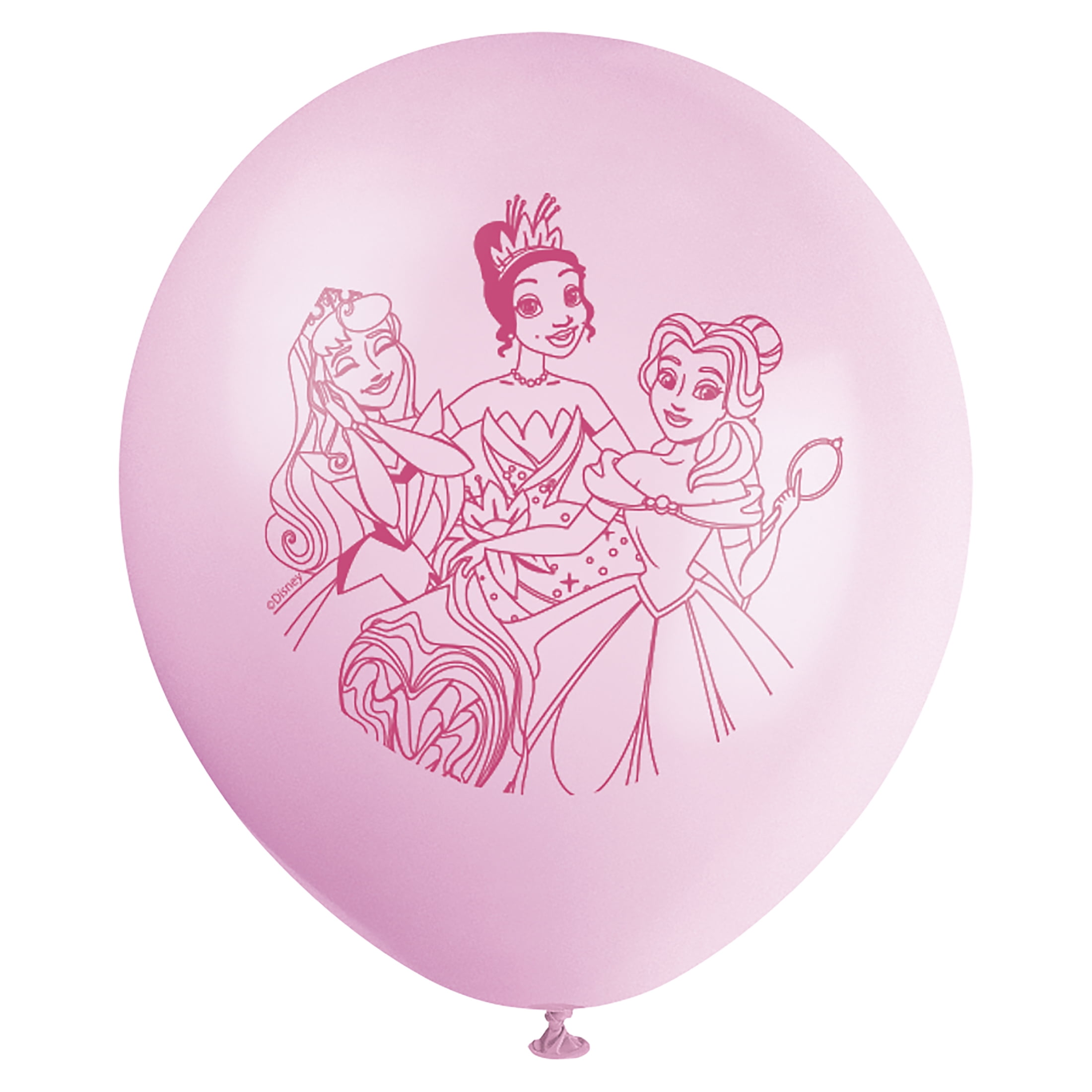 Disney Princess Assorted Pink and Blue 12" Latex Balloons, 6ct